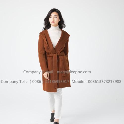 Hooded Medium Cashmere Coat For lady
