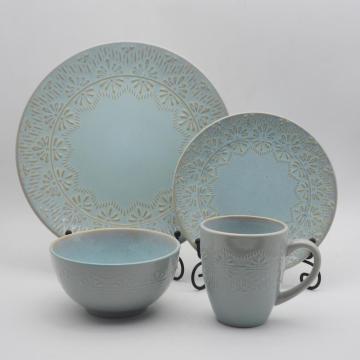 Μπλε κεραμικό επιτραπέζιο λογισμικό Stoneware Dinnerware Set Stoneware Δείπνο σετ κεραμικών πλακών Sets Dinernware Tableware