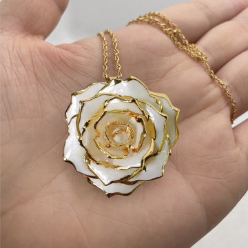 Handmade Full Plated Real Rose Necklace: Perfect Love Gift, Wedding, and Mother's Day Jewelry