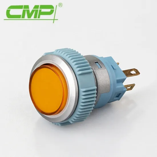 Yellow LED Flat or Raised Top Illuminated Push Button Switch