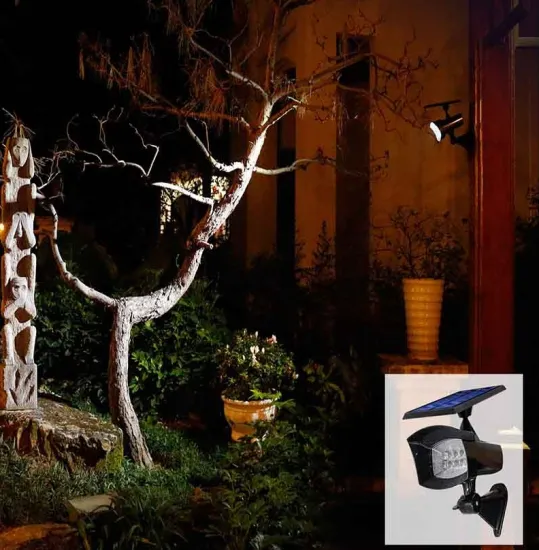 Solar flood light for courtyard