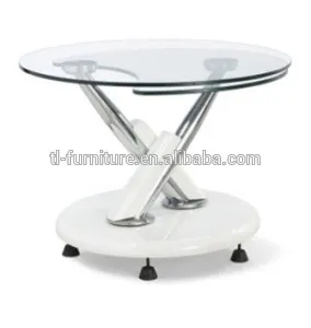 movable simple glass living room furniture corner table,stainless steel dining table