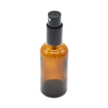 30ml 50ml 100ml empty amber glass lotion black aluminum treatment cream bottle pump cosmetic