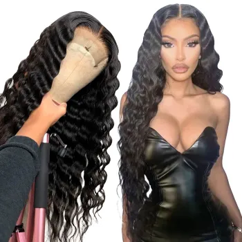 4x4 5x5 Lace Closure Human Hair Wigs,Transparent Swiss Lace Front Wigs,180 Density 13x4 13x6 Deep Wave Hd Lace Frontal Wig