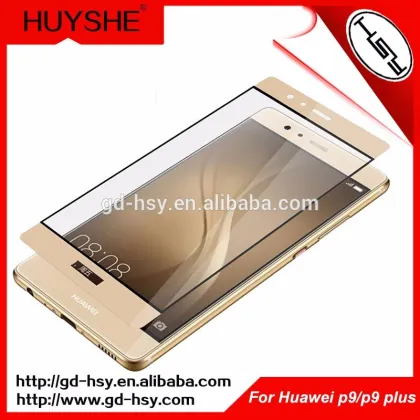 HUYSHE Huawei Phone Accessories 3D Full Curved Edge Screen Protector For Huawei P9 Silk Print Color Tempered Glass