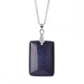 Collier pendentif en pierres précieuses chakra rectangle bleu naturel femmes bleu