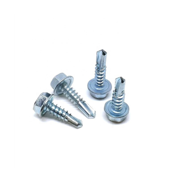 Blue white zinc flange head drilling screw