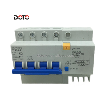 DZ47LE-63 C16 4P RCBO Circuit Breaker - 20A to 63A, 400V, 50Hz