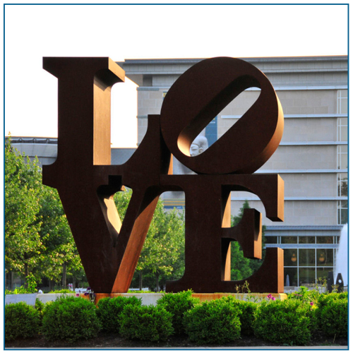 Outdoor Ukuran Besar Corteen Steel Love Sculpture