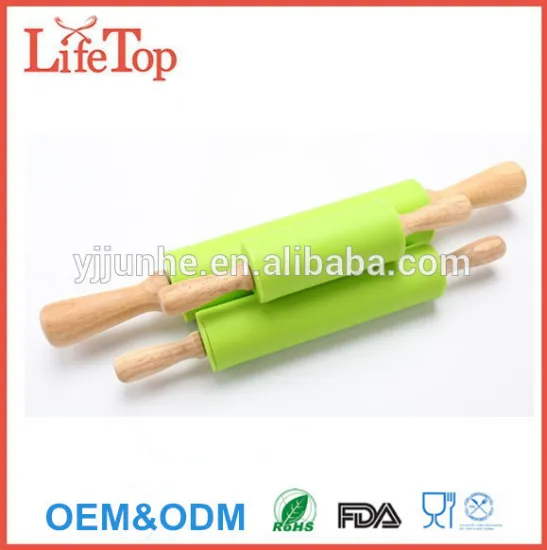 Silicone Wooden Rolling Pin Handle for Rolling Dough, Baking