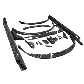 Complete Techa Style Carbon Fiber Body Kit for Porsche Taycan: Front Lip, Side Skirts, Rear Diffuser, and Spoiler