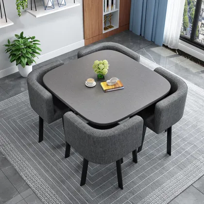 Nordic Simple Modern Rock Slab Round Dining Table Set
