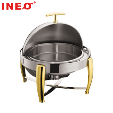 Full Size Roll-Top Stainless Steel China Buffet Dishes & Bar Serving Stands