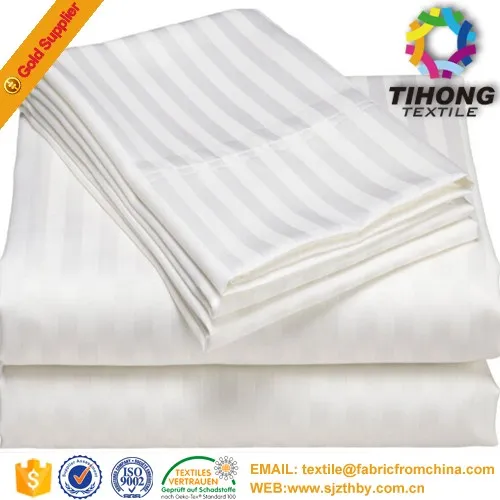2016 hotsale hotel high range 100% cotton bleached satin strip fabric