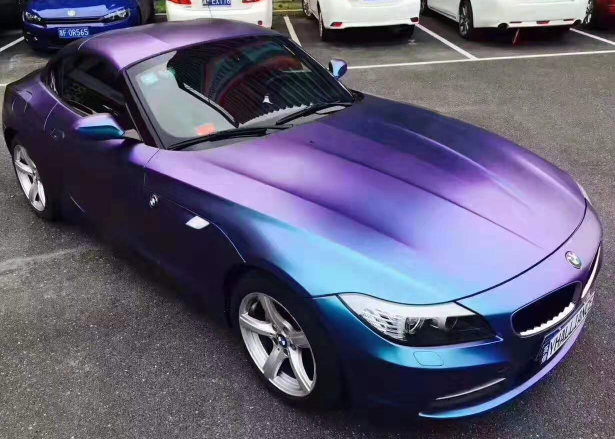 Odm Color Shifting Vinyl Wrap Gradient Purple And Blue Chameleon Car Wrap1