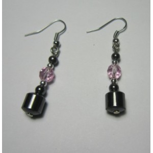 Hematite Earring with silver color finding