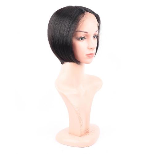 100%  HUMAN HAIR NATURAL COLOR SHORT LACE FRONT WIG