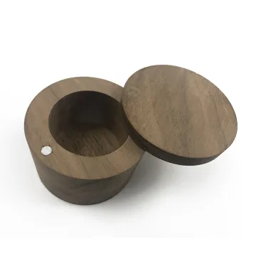 Luxury Wood Round Gift Box - Walnut Ring Box