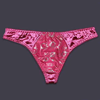 Lady's Fuschia Bubble Printted Satin Thong