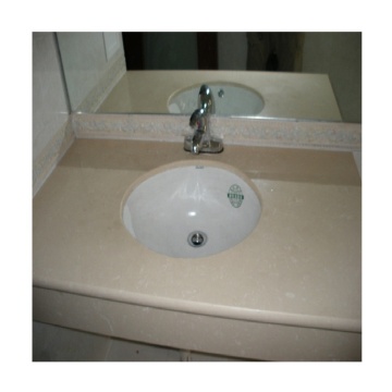 Cream Beige Marble Countertop with Porcelain Sink Lamination