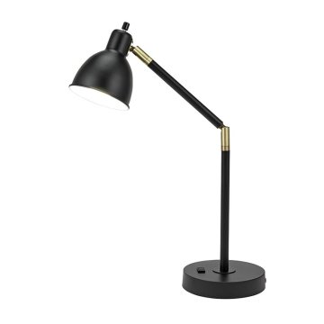 Adjustable Arm Desk Lamp with USB Charging and Power Outlet