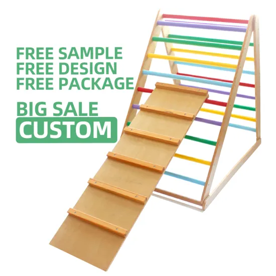 Triangle Climber: A Durable Wooden Gym Equipment for Kids' Playtime and Development