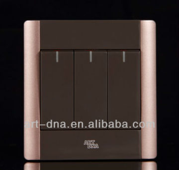 16A 3 gang wall switch high class chapagne gold color A68 series