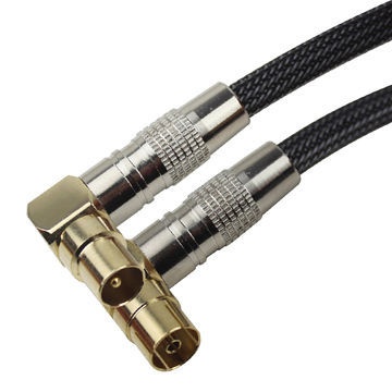 TV Coaxial RF Cable, Male to Female, Angle to Angle