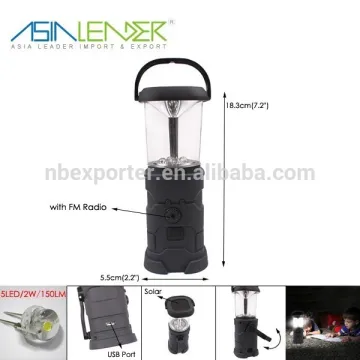 Solar Power Hand Crank Camping Light with FM Radio