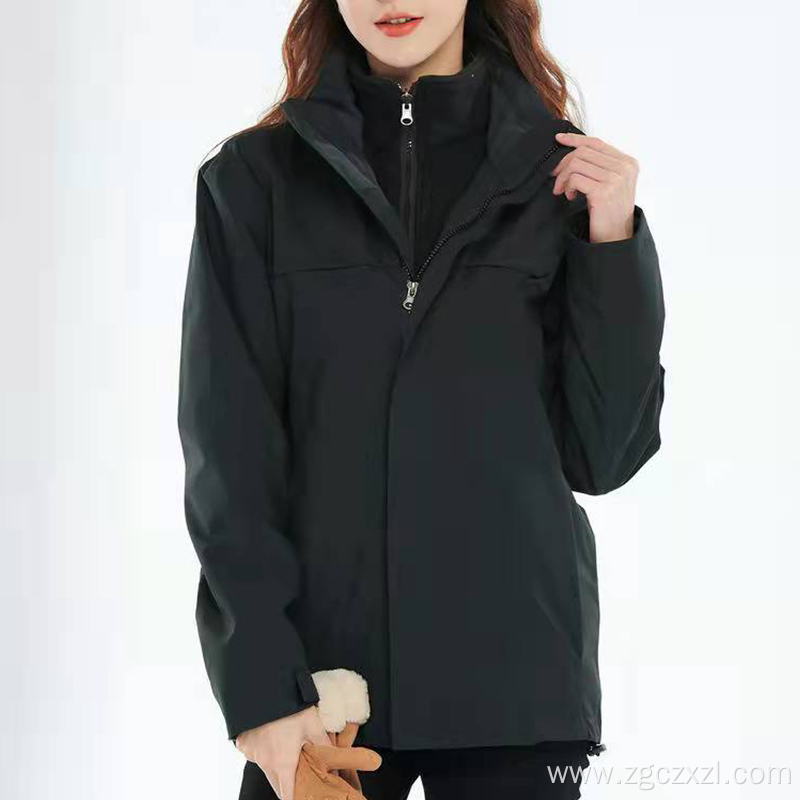 Women's Red Plus Size Spandex Thickened Fleece Parka