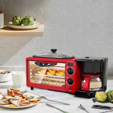 3-in-1 Electric Mini Oven: Breakfast Maker with Coffee Maker & Toast Function