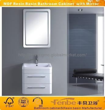 Modern MDF bathroom Furniture with resin basin