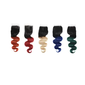 Ombre Body Wave Wholesale raw thin HD lace transparent 4X4 closure, Virgin Brazilian human hair HD lace frontal closure