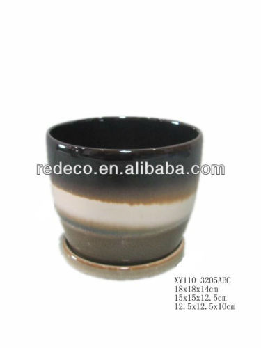 Decorative ceramic flower pots with saucer