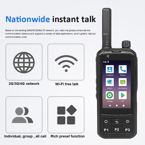 ECOME ET-A89 100 km Zello Radioaufnahme Video Android Sim Card Support Walkie Talkie