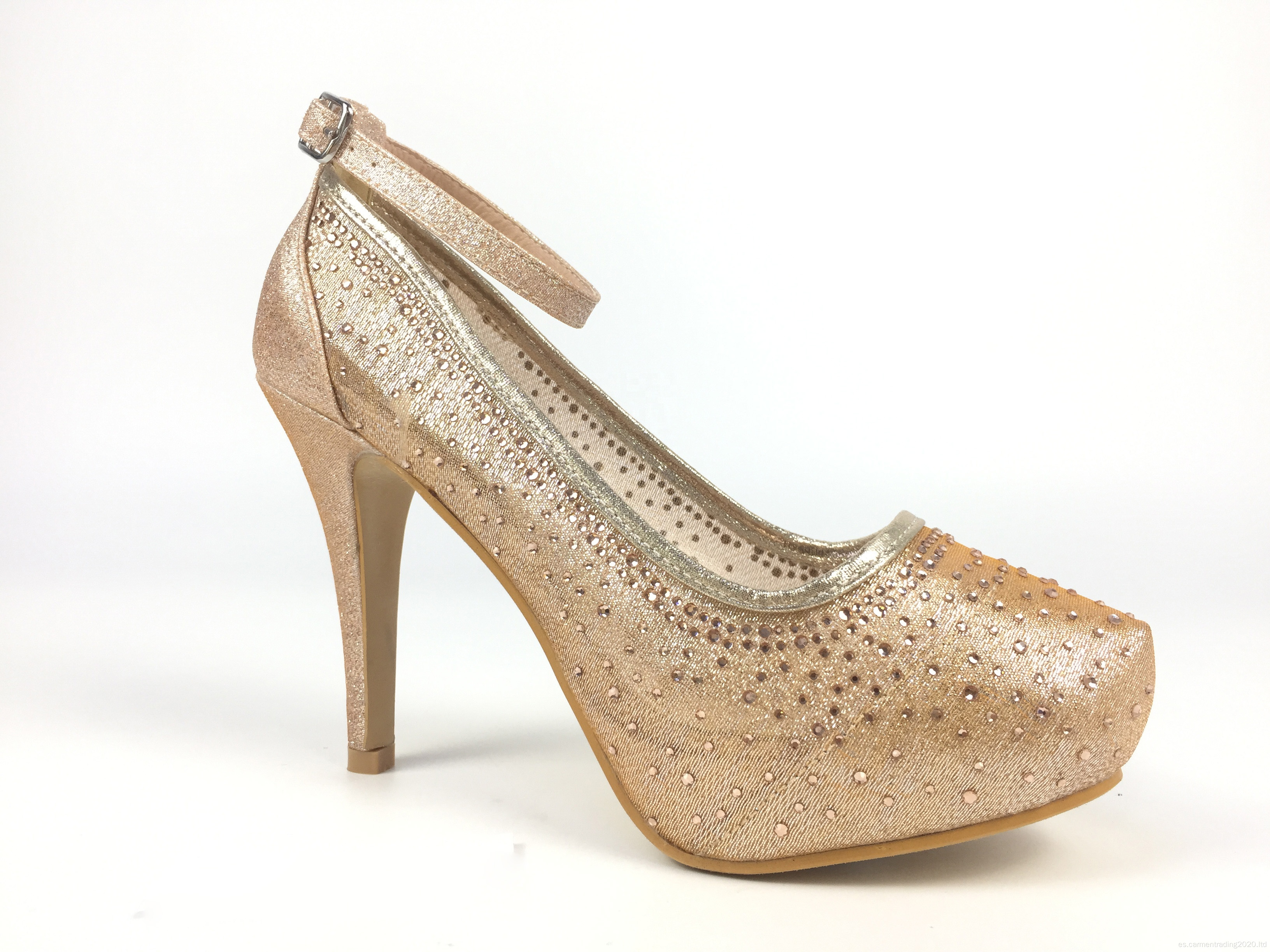 Zapatos de novia de malla de diamantes de imitación con punta abierta y tacones de plataforma para mujer