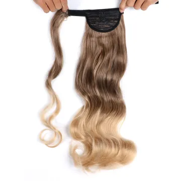 Cheap price Wrap Around Long Straight Ombre Pony Tail Hair Extension Synthetic Fiber for Women