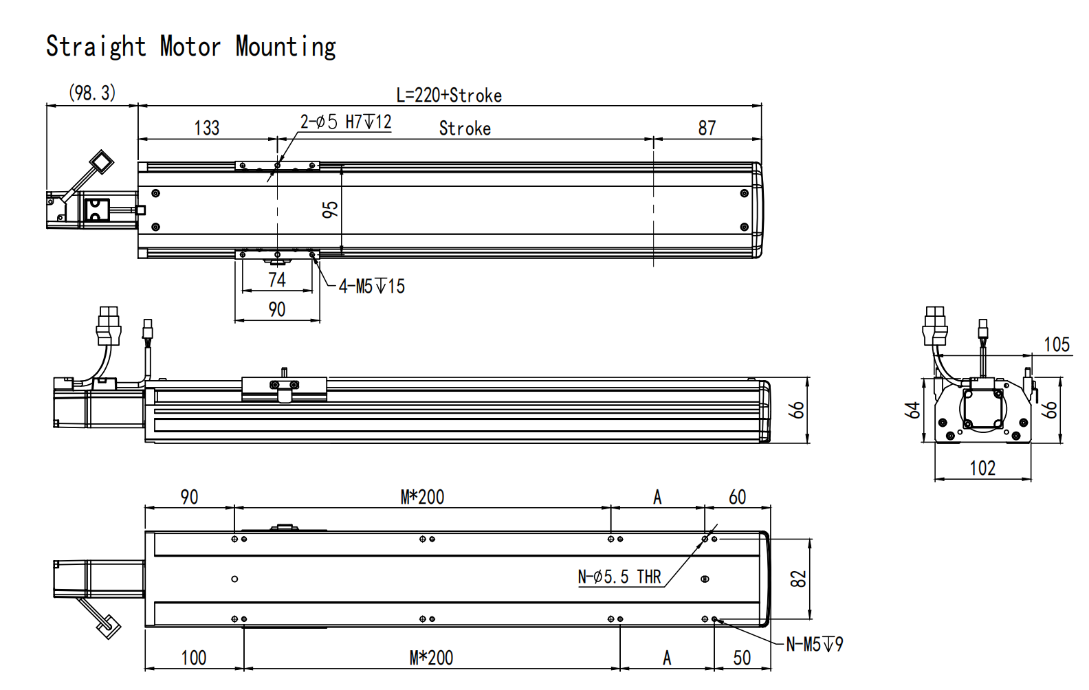 550mm Linear Module Straight Mounting