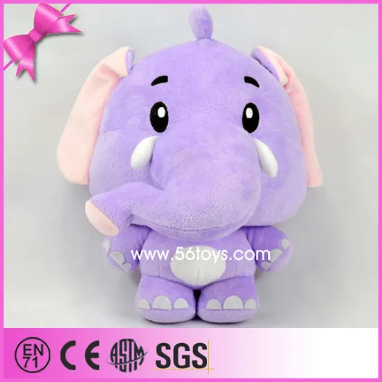 oem lovely soft purple stuffed plush elephant toy