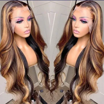 Raw virgin peruvian highlight wigs human hair honey blonde deepwave 13x4 hd frontal wig colored wigs human hair lace front