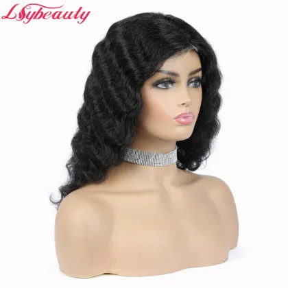 Lsybeauty Deep Wave Human Hair Wigs For Sales My First Wig Natural Black 1B Color Affordable Luvme Hair Wigs For Women