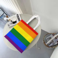 Қайта пайдалануға болатын мақтаныш күні Rainbow Blang Blag Canvas Tote пакеті