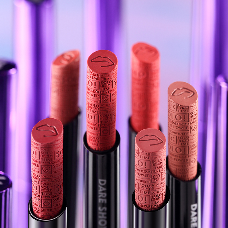 New Process Design Slim Lipstick Trendy Microscopic carvings Lip Makeup Purple Violet Tube Matte Lipstick