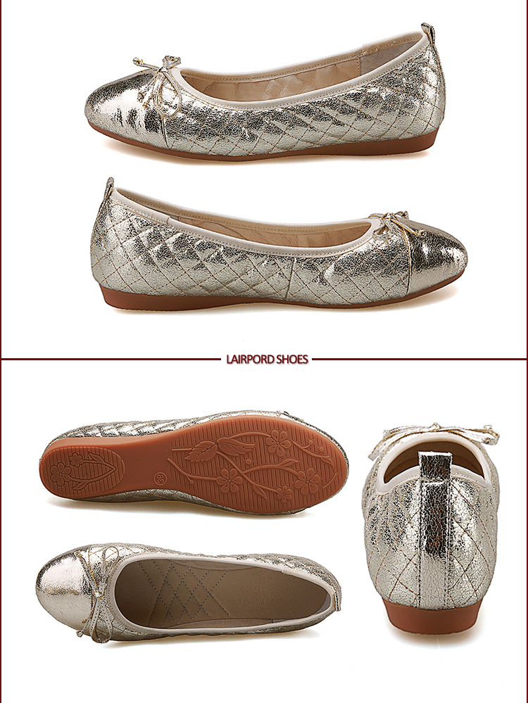 silver flat ladies shoes