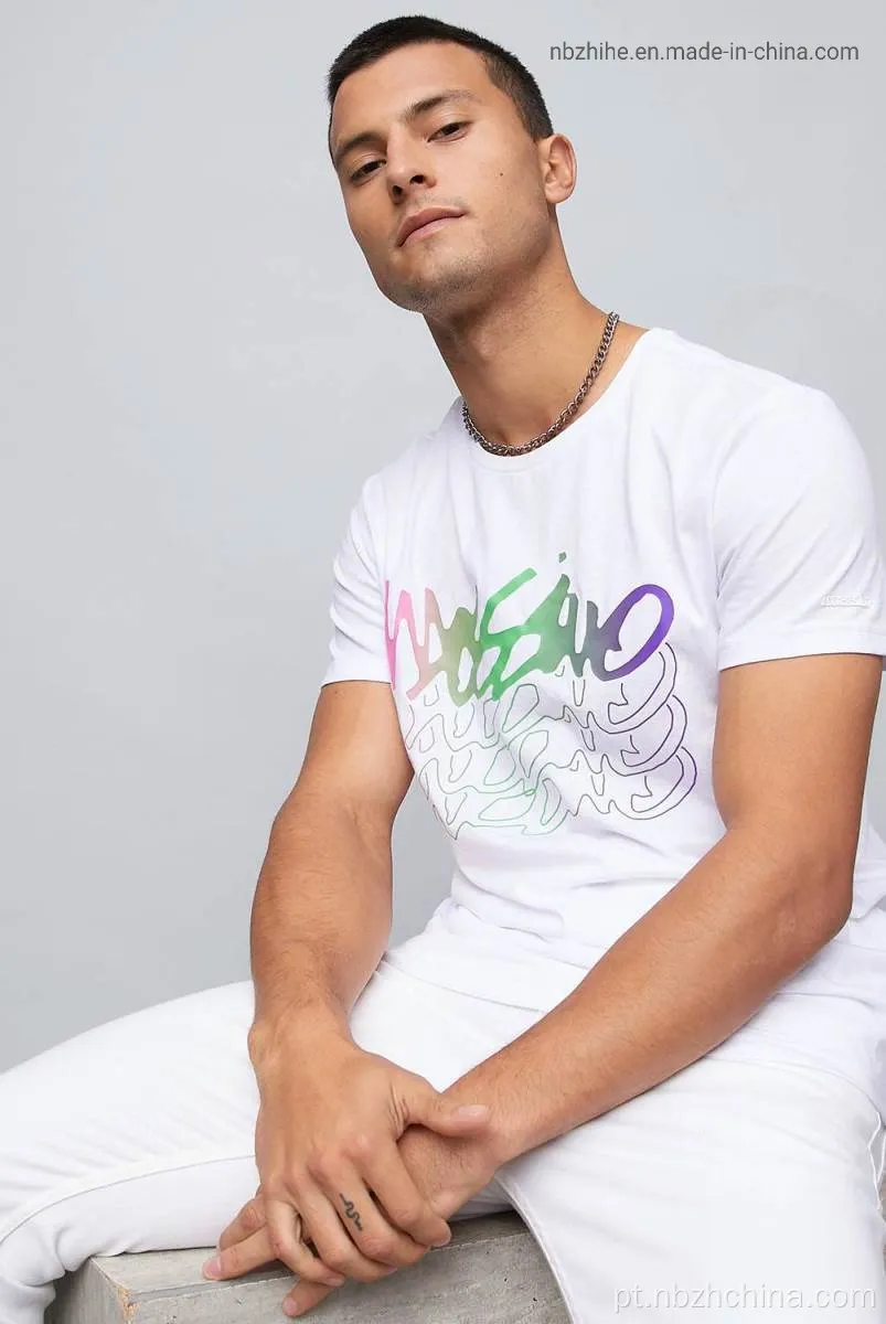 Camiseta de manga curta de algodão orgânica casual casual