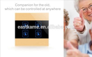 Gold Modern 4 Gang Crystal Glass Panel Touch Universal Smart Home Switch