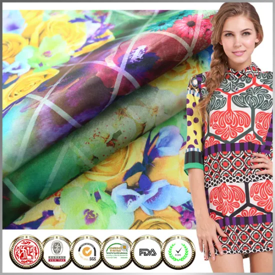 New design Oeko-Tex Standard 100 Digital printed Stretch micro satin fabric