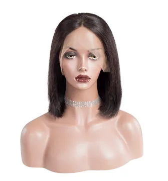 Woman`s Romance 100% human hair top quality middle part cheap short bob cuts lace wig