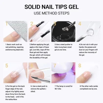 Solid Manicure Adhesive Gel - No Damage Nail Phototherapy Polish & Press-On Nails Glue