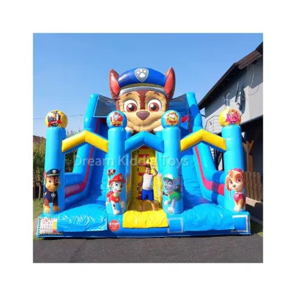Kids Outdoor Animal Patrol Dog Paw Inflatable Slide - Bounce Slide & Inflatable Combo